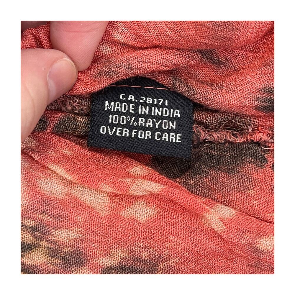 Papa Vancouver Blouse Top Womens Free Size Coral Black Printed Classic Round Hem - Picture 8 of 8